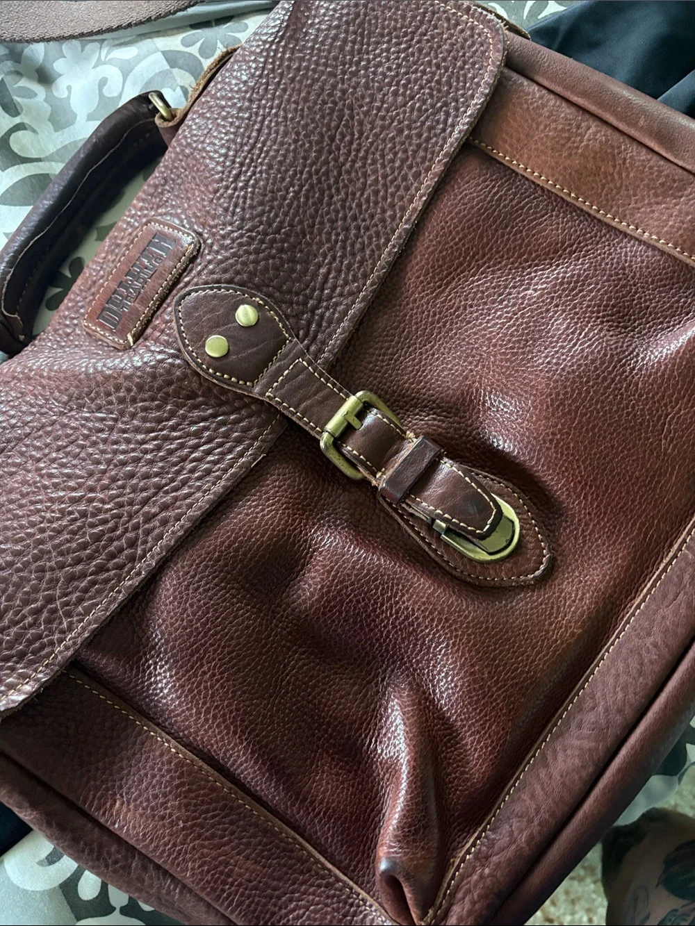 Duluth Trading Genuine Leather Messenger Laptop Briefcase Bag - Brown